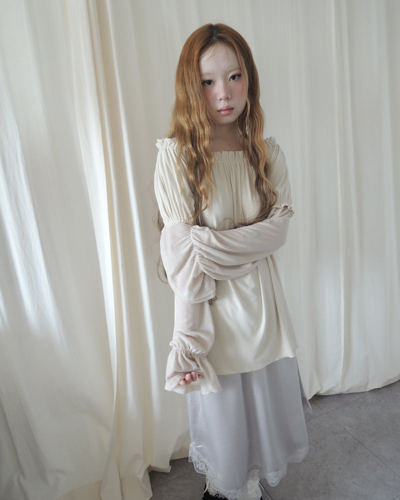 NAVI SHIRRING OFF-SHOULDER DRESS