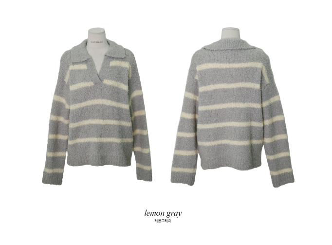 レモンアルパカボーダーカラーウールニット(2color)