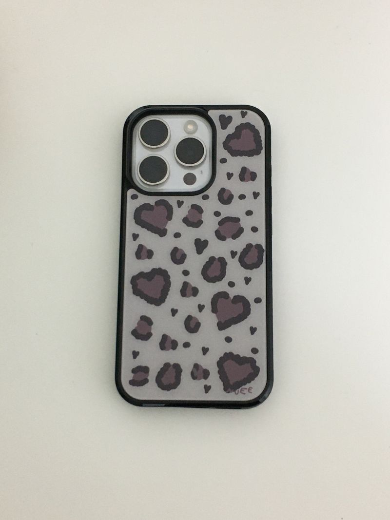 F.heart leopard case (red bean)