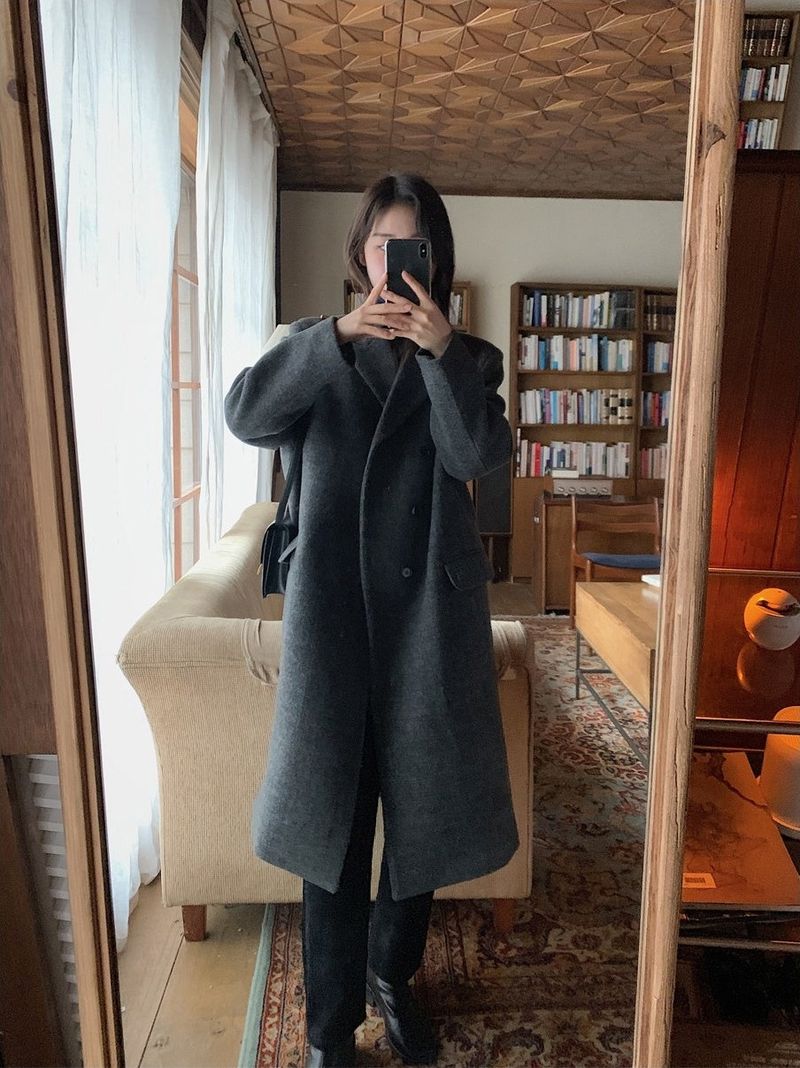 Modern Twill Overfit Wool70 Long Coat (2color)