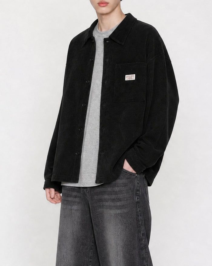 (UNISEX) Corduroy Shirt Cardigan