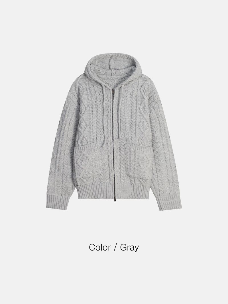 Heart knit zip-up