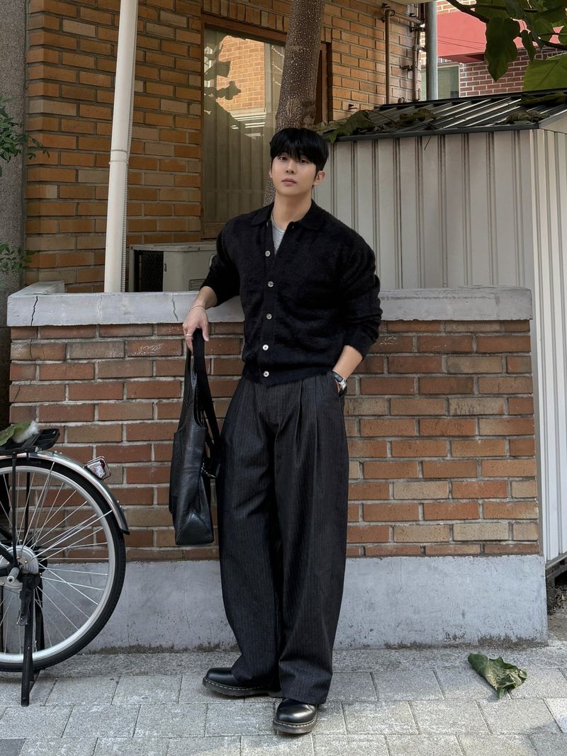 Porter herringbone denim slacks