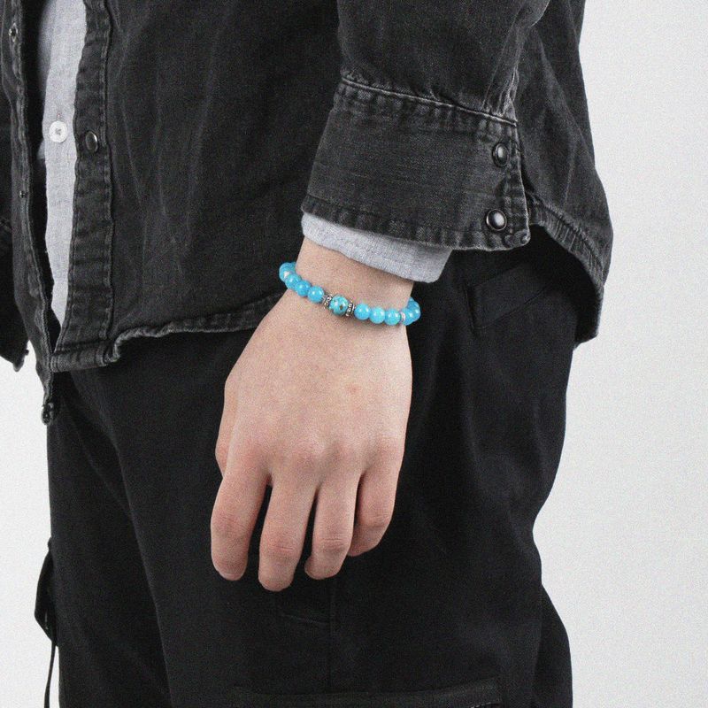SVB-1021 Aqua Blue Stone Bead Bracelet
