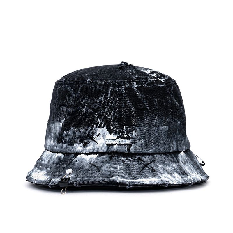 BBD Smoke Painted Custom Denim Bucket Hat (Black)