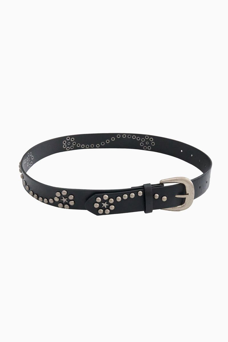 Star stud leather belt