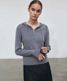 NICK&NICOLE（ニック＆ニコール）の「HALF ZIP UP SLIM LS HOODY_GRAY（Tops）」