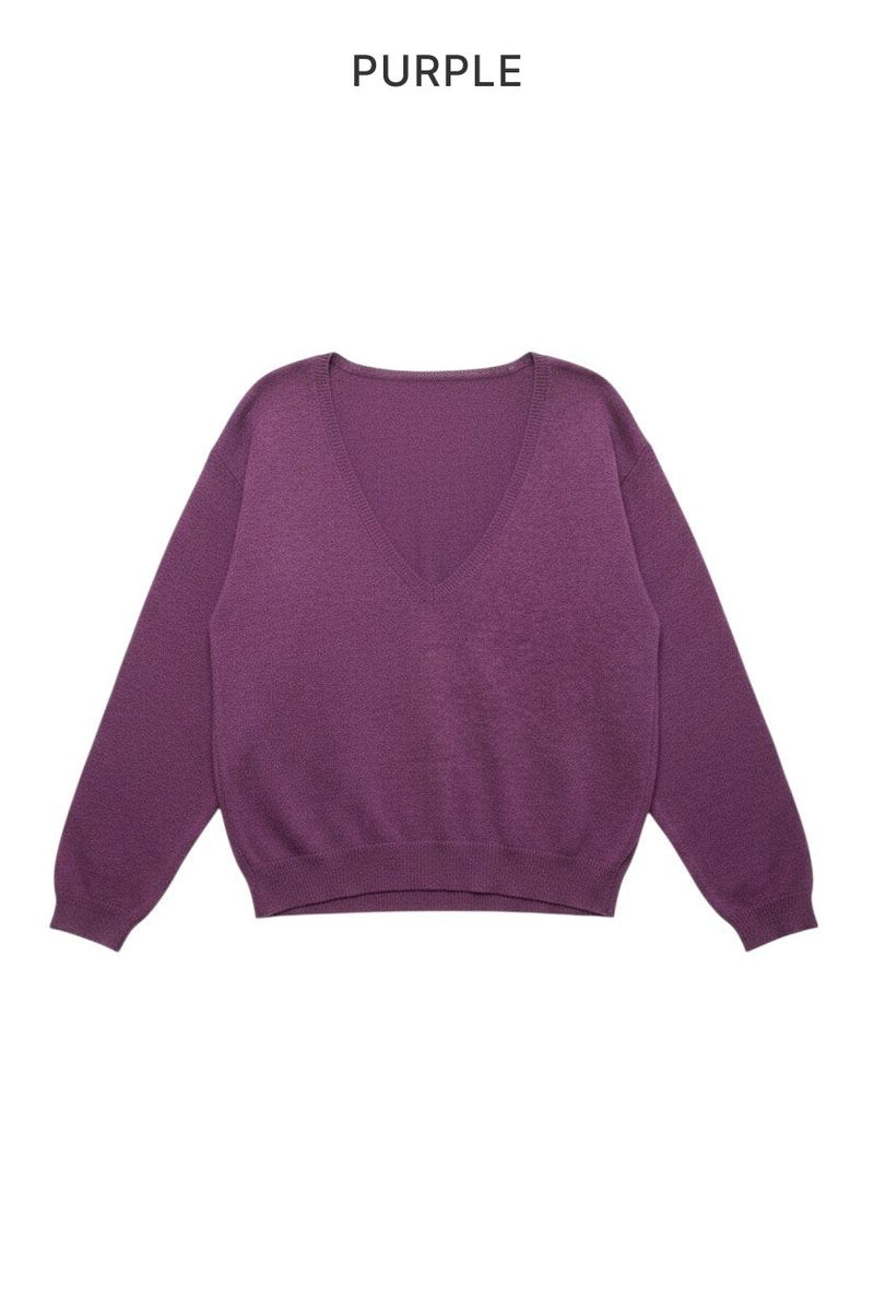 Bamboo Deep V-Neck Knit Top