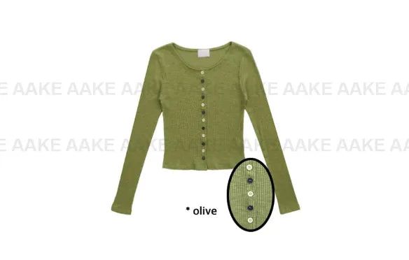 COLOR BUTTON RIBBED CARDIGAN
