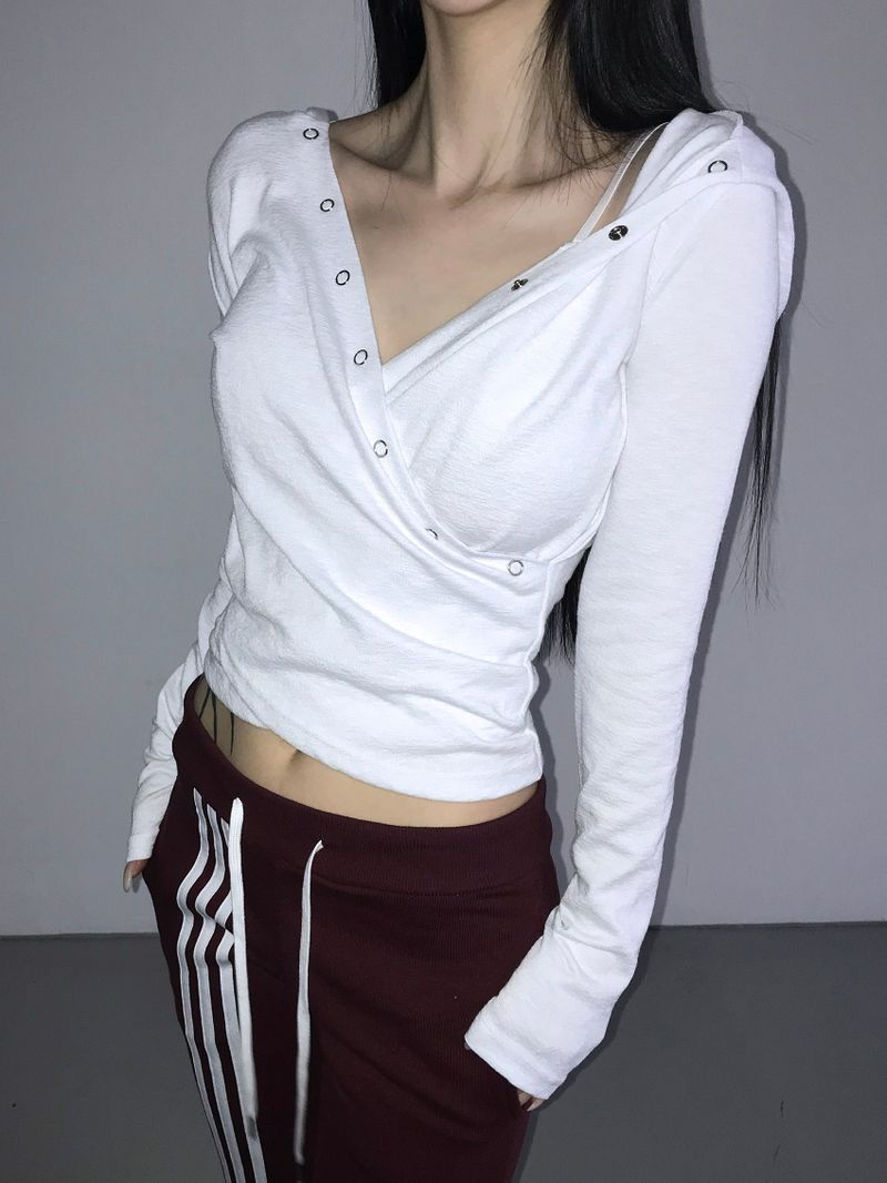 snap cross hoodie top(3 color)