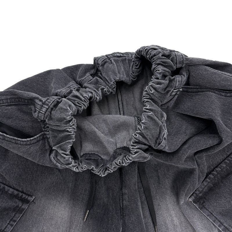 oblique cargo denim bermuda pants