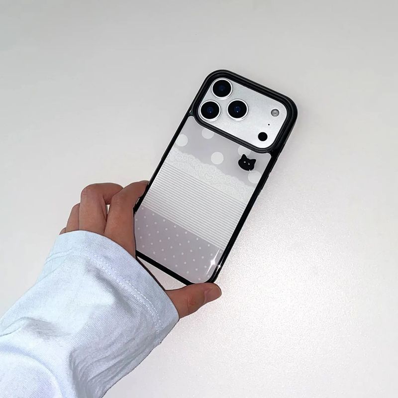 [MADE] [+MagSafe] KITTY PATCHWORK PHONE CASE (glass black bumper)