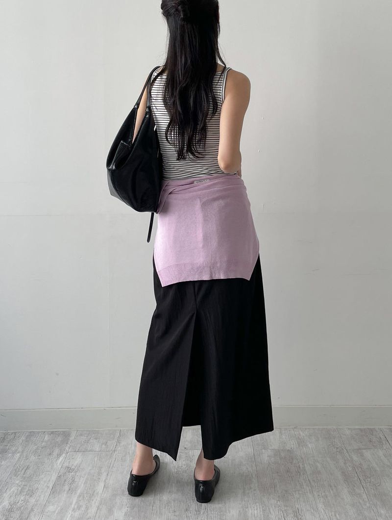 Tencel Striped Boat Neck Sleeveless