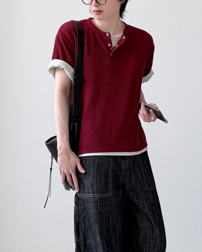 Jetty Henley Neck Half Knit