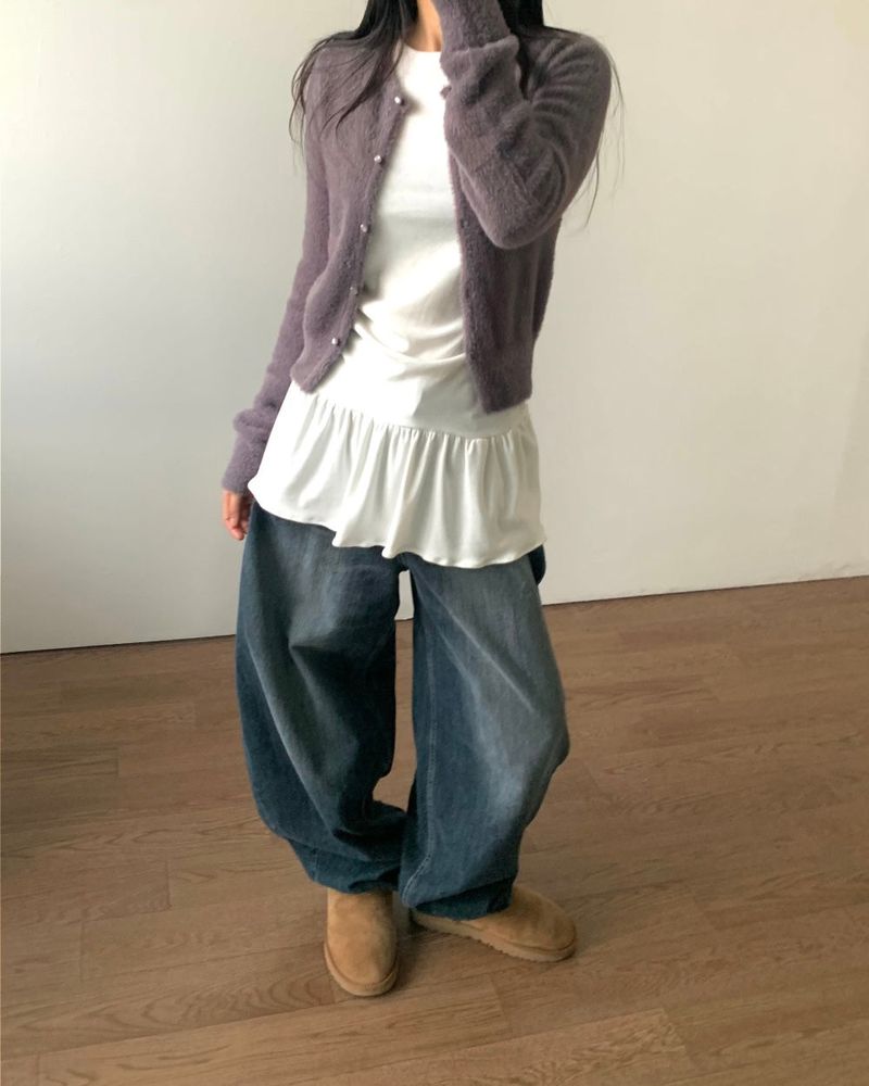 Ore Angora Fur Crop Cardigan 2C