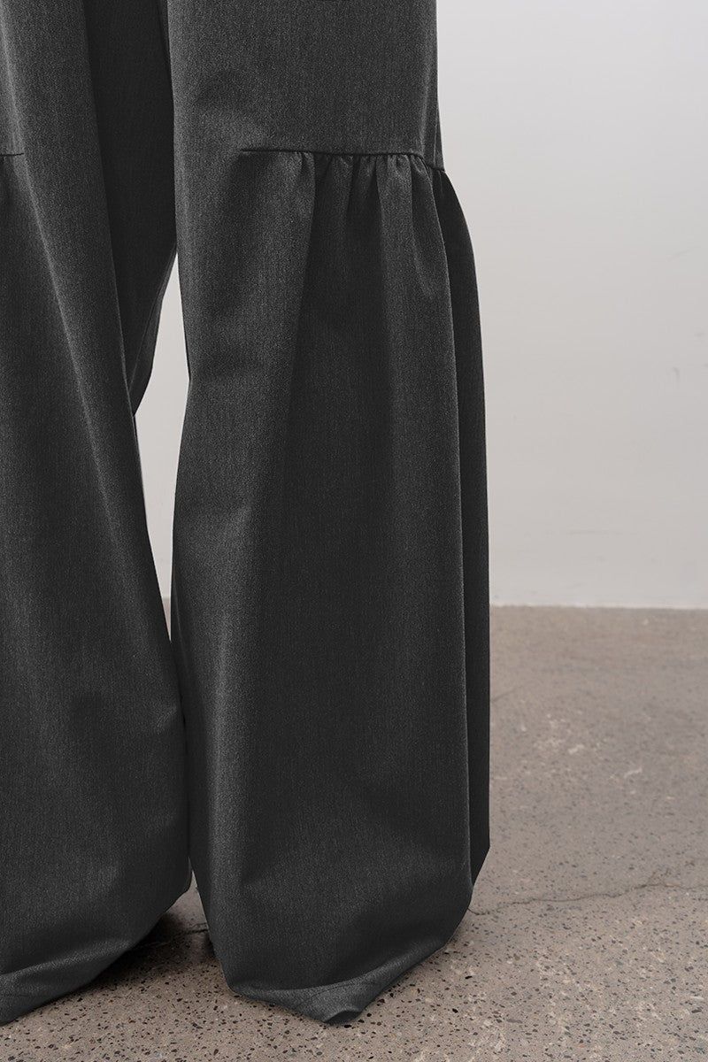 Wool Blend Pleated Trousers