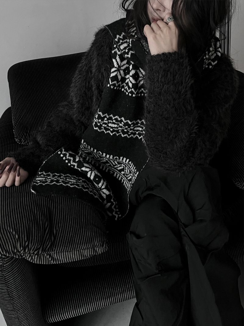 winter jacquard contrast muffler (4color)