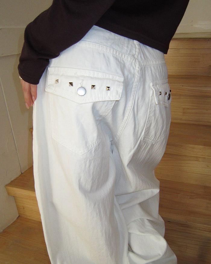 Kron Back Pocket Stud Cotton Pants