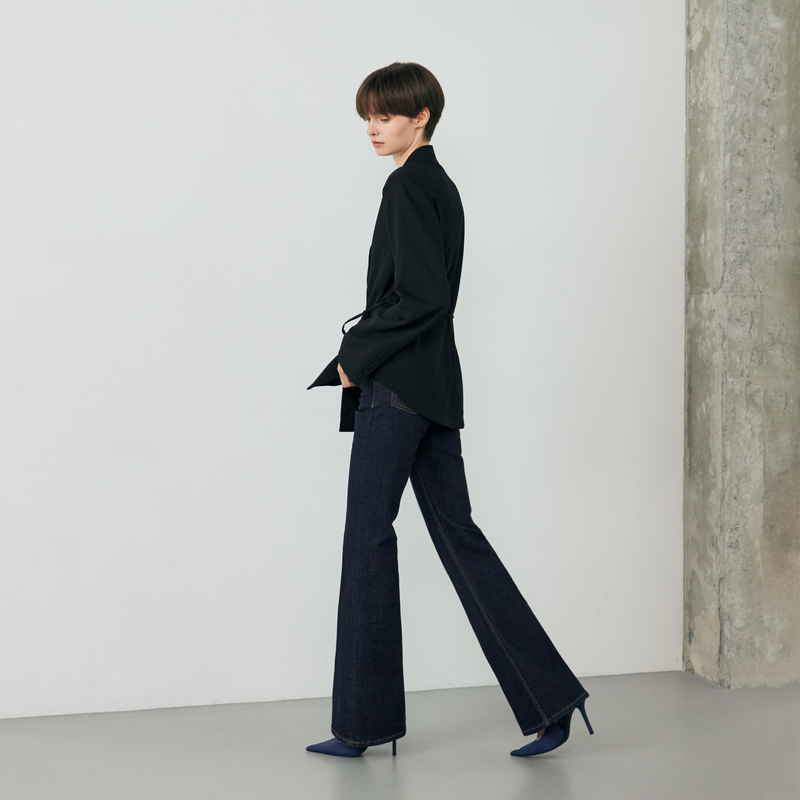 Indigo wide boots cut - D003