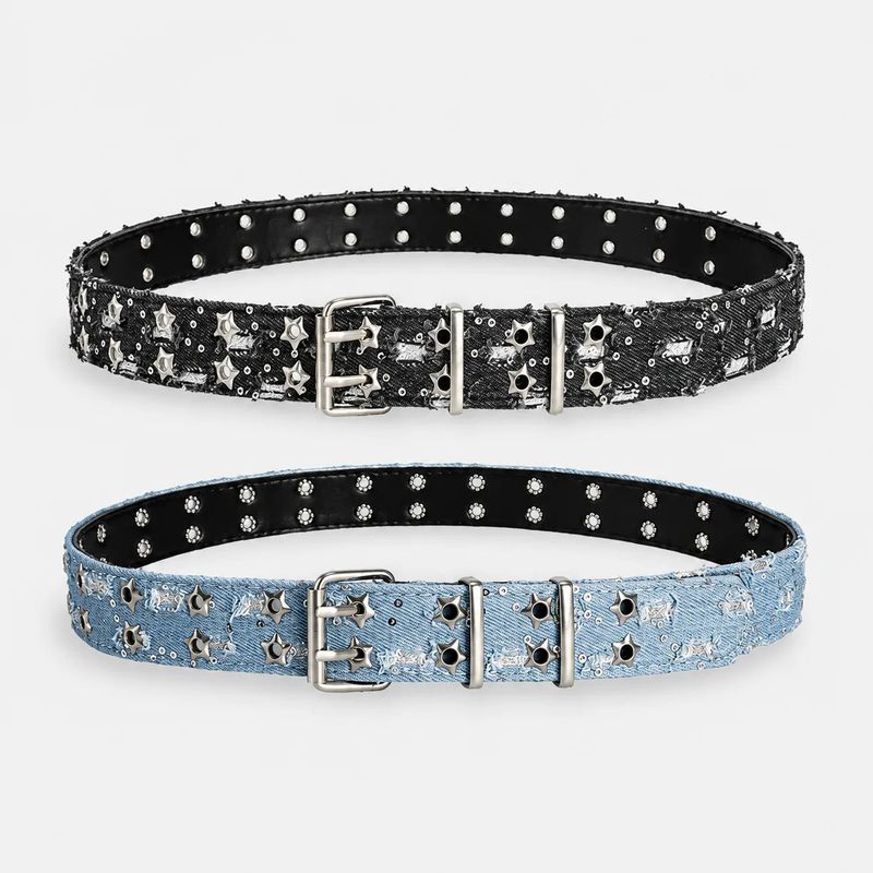 Denim Star Eyelet Double Belt