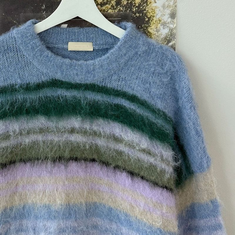 2 Low Multi Border Shaggy Knit (2color)