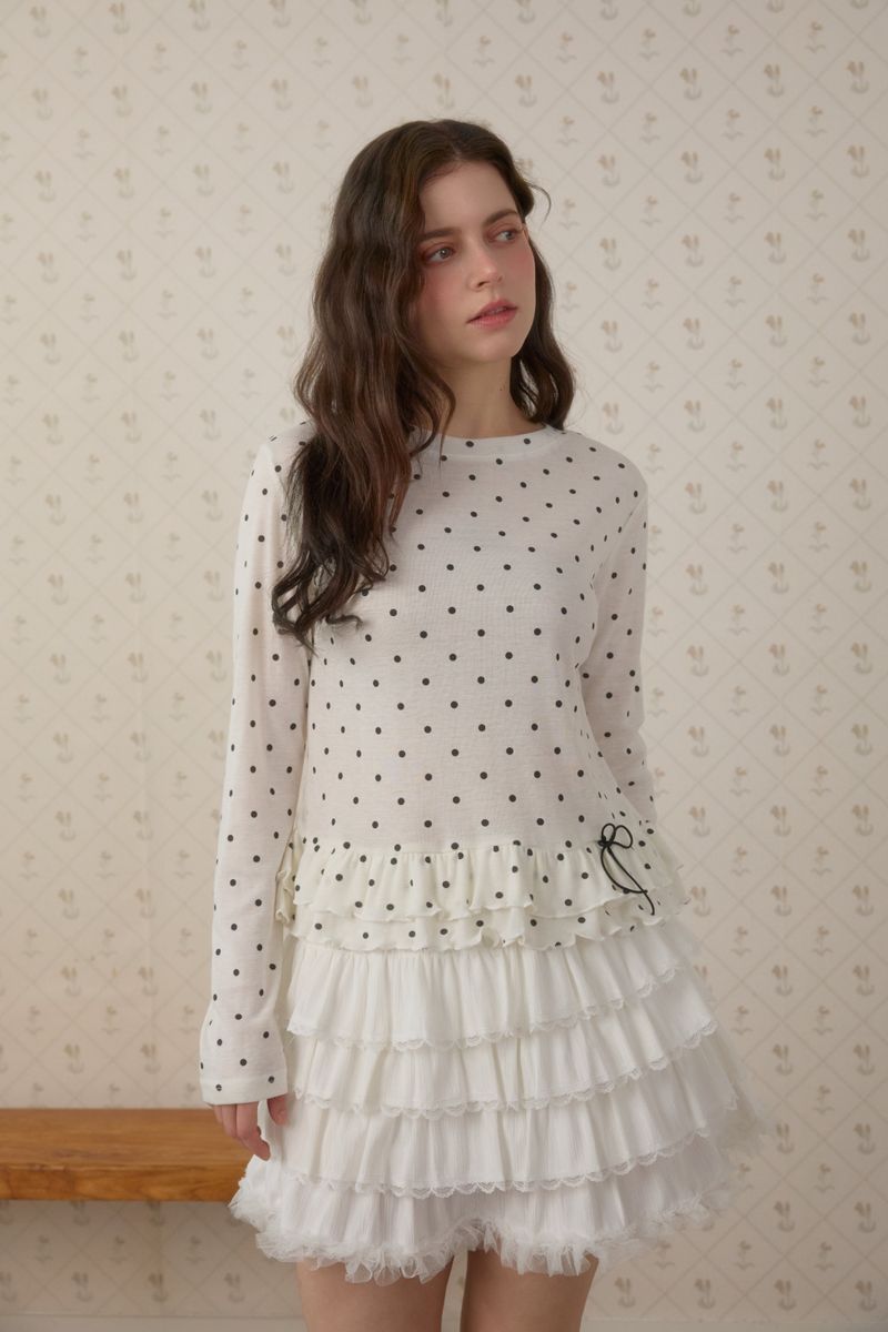 DOT FRILL LAYERED T-SHIRT