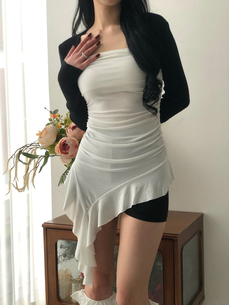 Frill Unbal Mini-dress