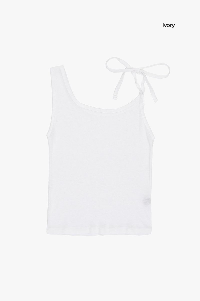 Unbalanced shoulder linen sleeveless top