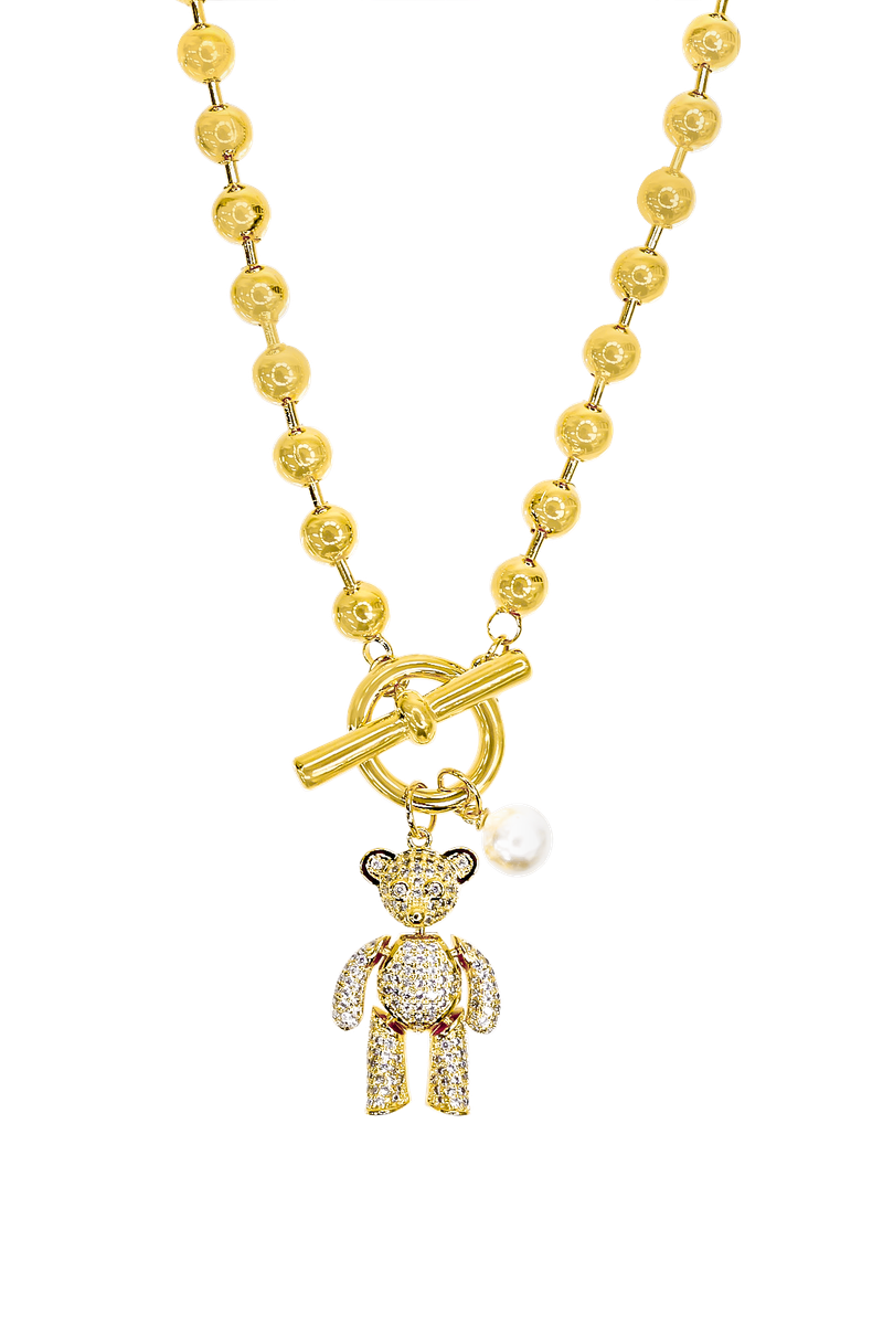 blackpurple(ブラックパープル)の「Happy Bear Necklace - Gold(Accessories)」