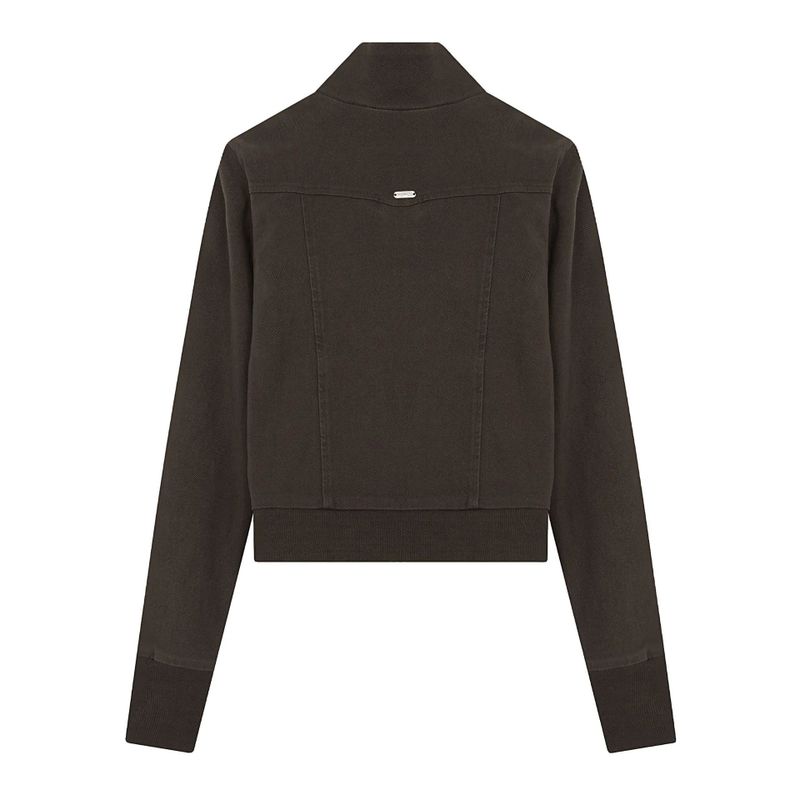 Brown Pocket High-Neck Zip-Up Jacket