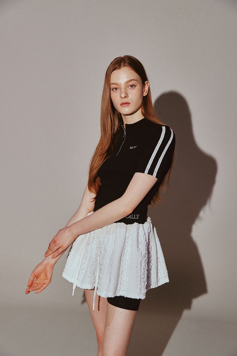 Frill Mini Shirring Skirt White