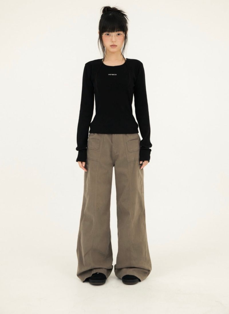 MINI POCKET WIDE COTTON PT BEIGE
