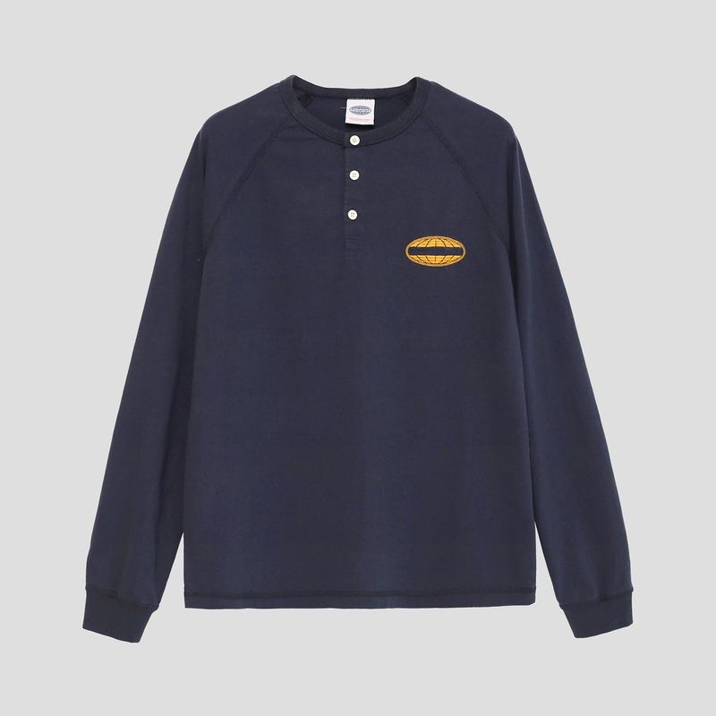 PARAGRAPH(パラグラフ)の「EMBROIDERED HENLEY LONG SLEEVE - NAVY(Tops)」