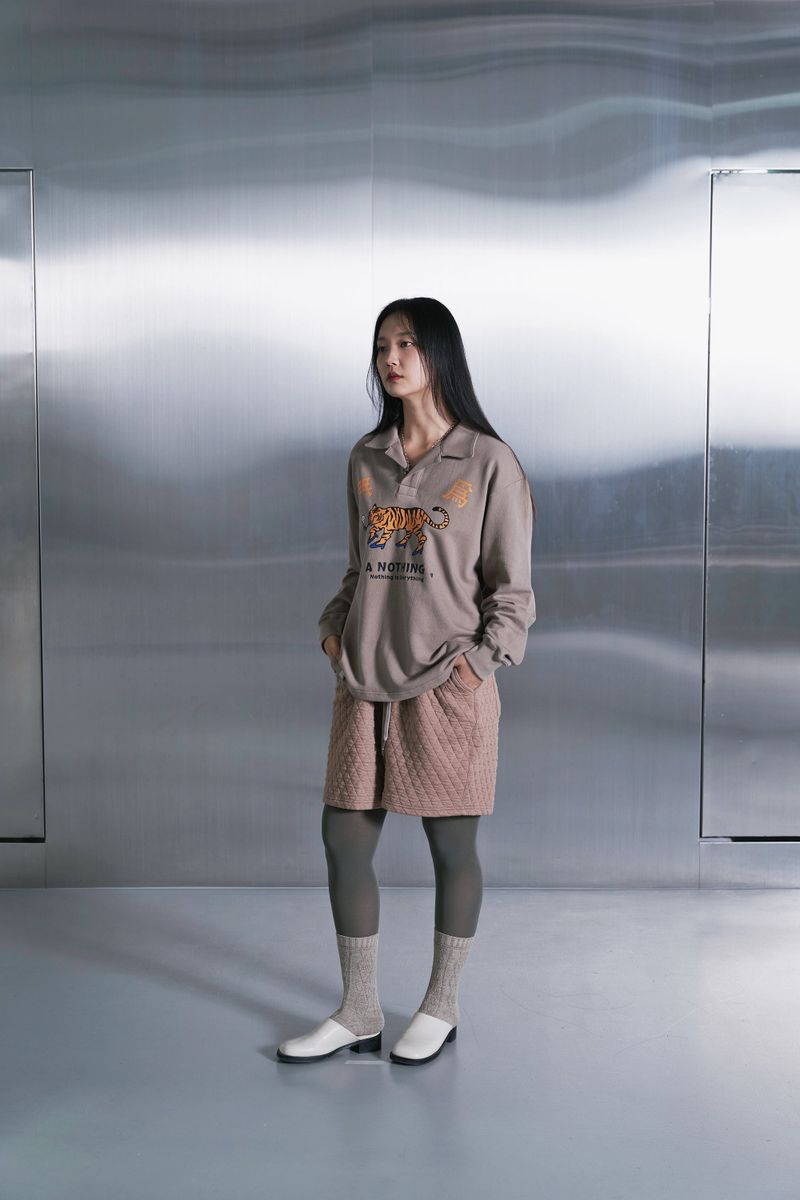 MU-WI PIN-KNIT COLLAR-TEE (Beige)