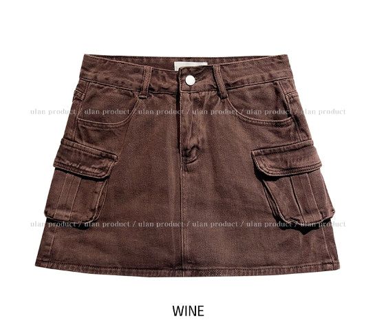 Phase washing cargo mini skirt