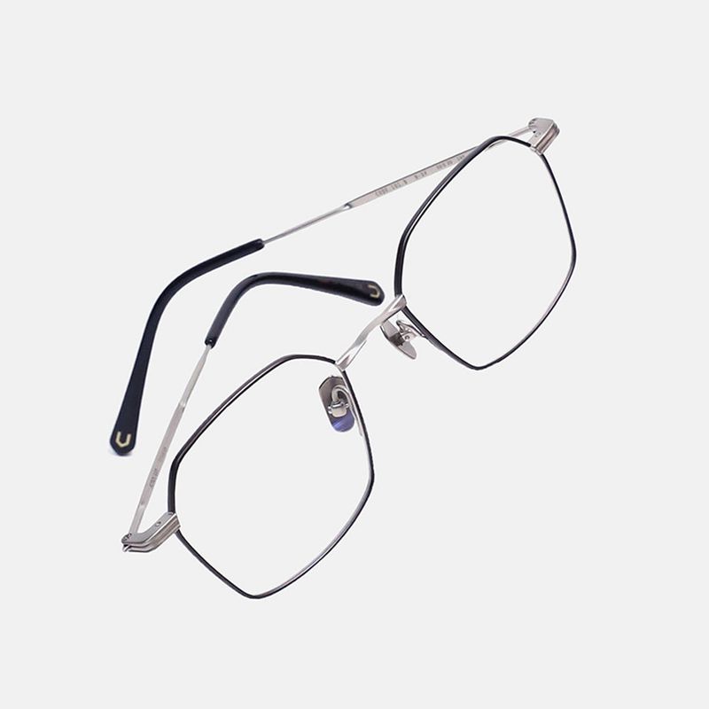 Knouun Square titanium glasses CODE. 101. B Sizzy Silver