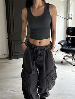 [BASIC ITEM] Rib crop sleeveless(9color)