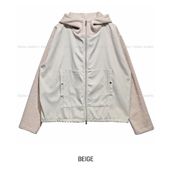 Tech Color Matching High Neck Hood Zip-Up