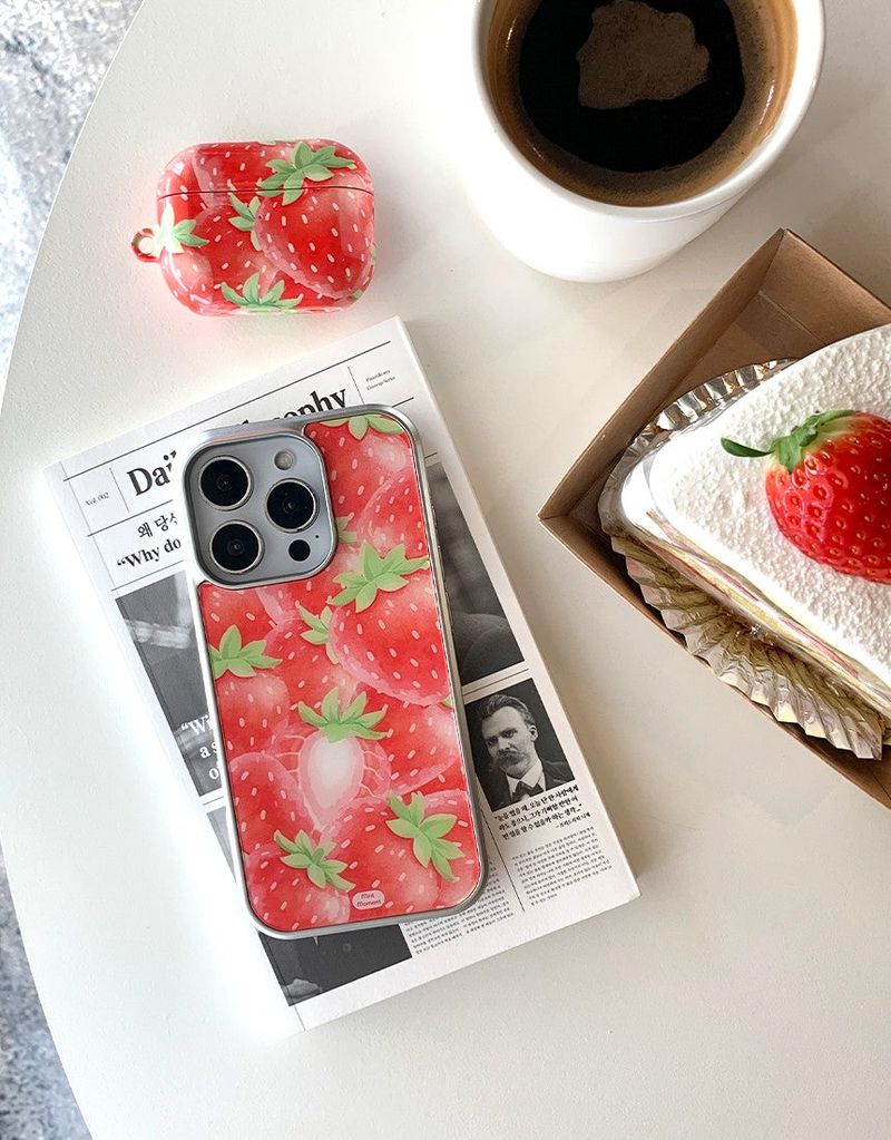 [MADE]レッドストロベリーシュガー シルバーエポキシ バンパーiPhoneケース