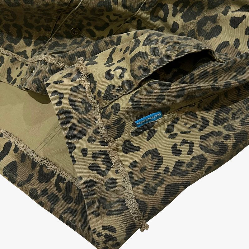 leopard grunge trucker jacket_beige