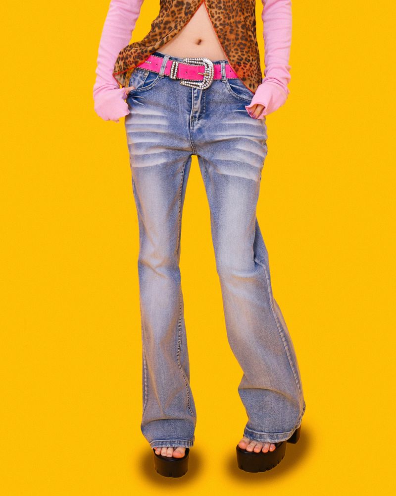 hot washing low denim pants