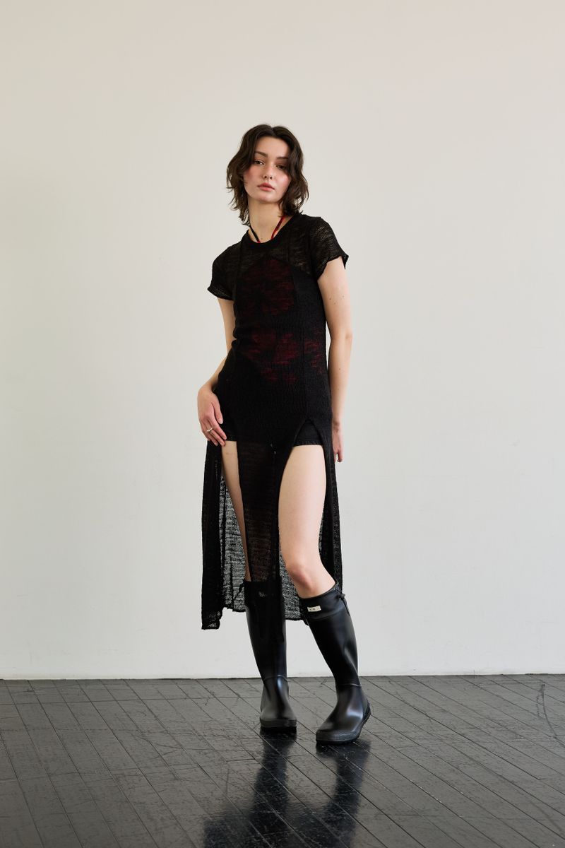 WITTY KNIT ONE-PIECE / BLACK