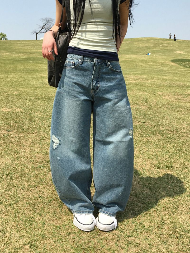 Curvy Crack Curved Denim Pants (1c)