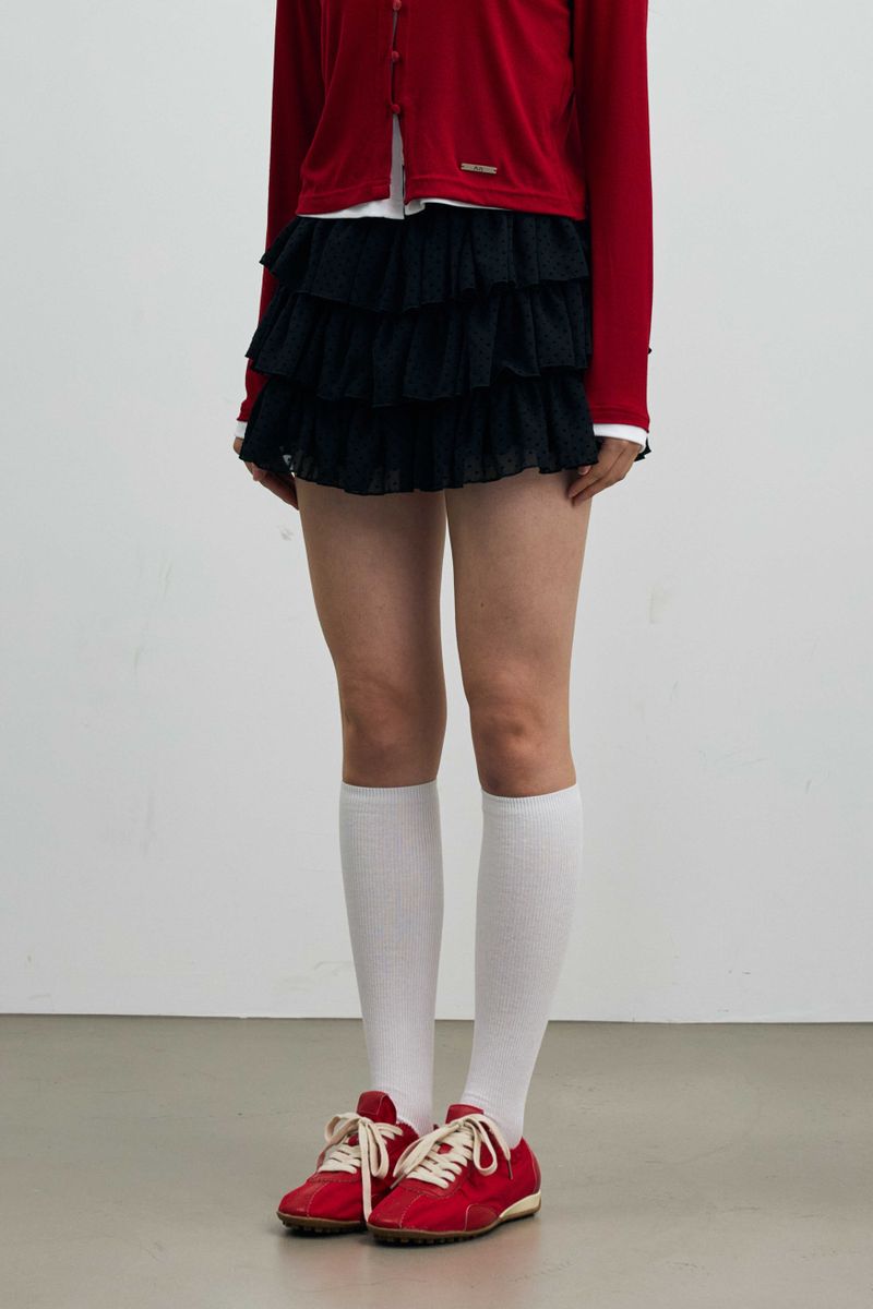 MINI HEART CANCAN SKIRT PANTS / BLACK