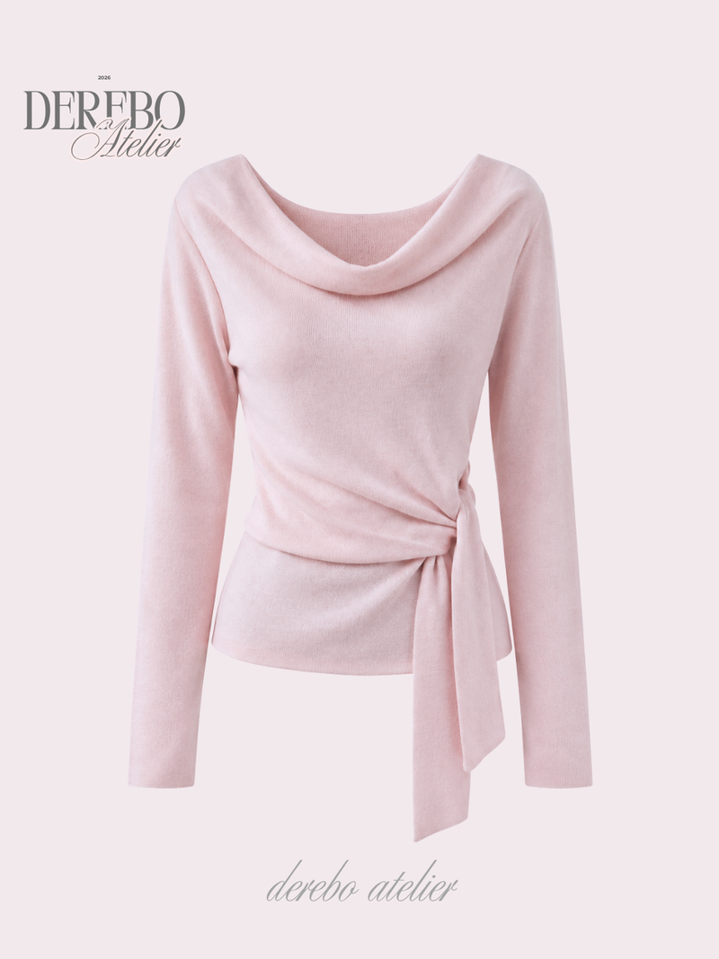 Flow Pink Shirring Wrap Knit Top