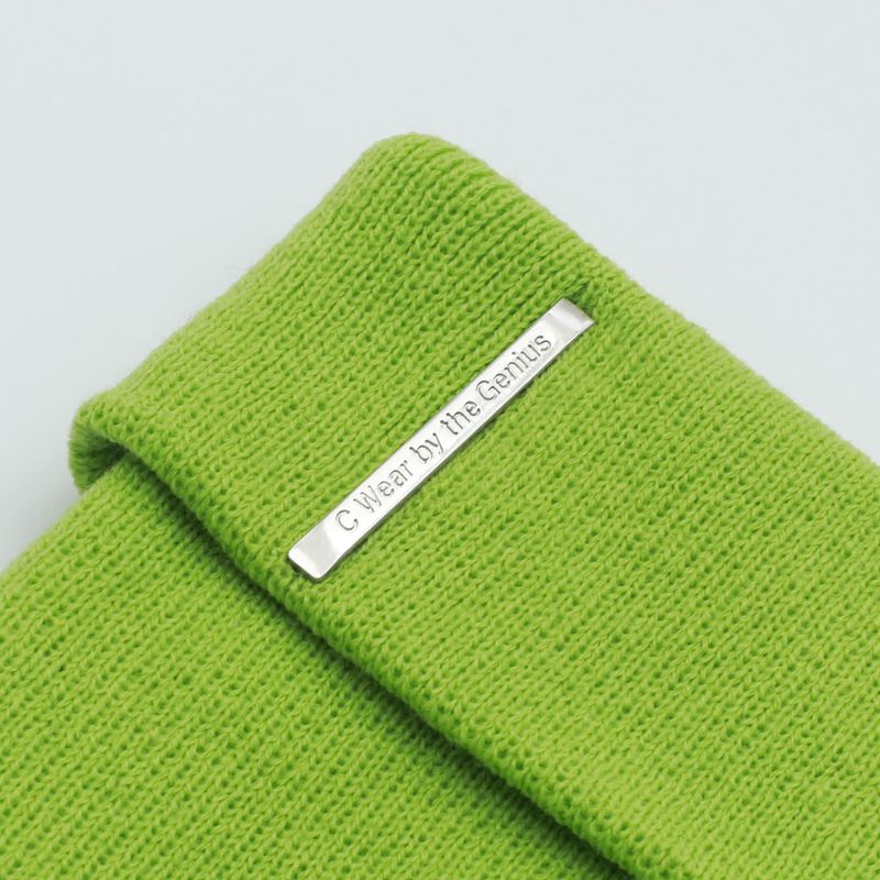 METAL LABEL KNIT BEANIE LIGHT GREEN