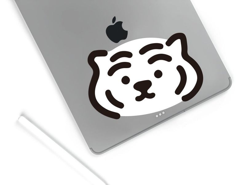 WHITE TIGER FACE BIG REMOVABLE STICKER