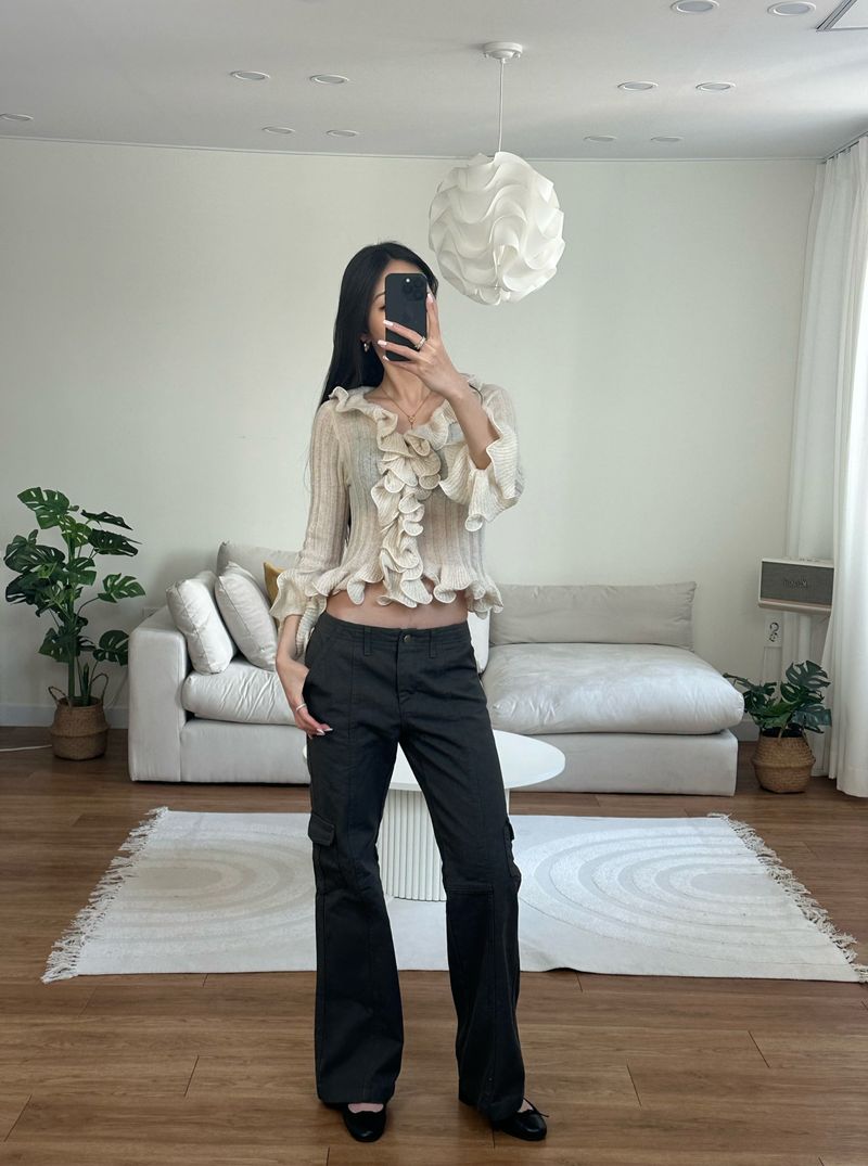 furbaby（ファーベイビー）の「silhouette frill knit cardigan（Tops）」