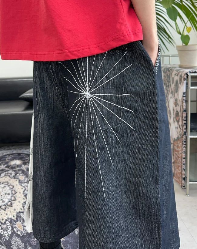 Rocky Spider Bermuda Denim Pants
