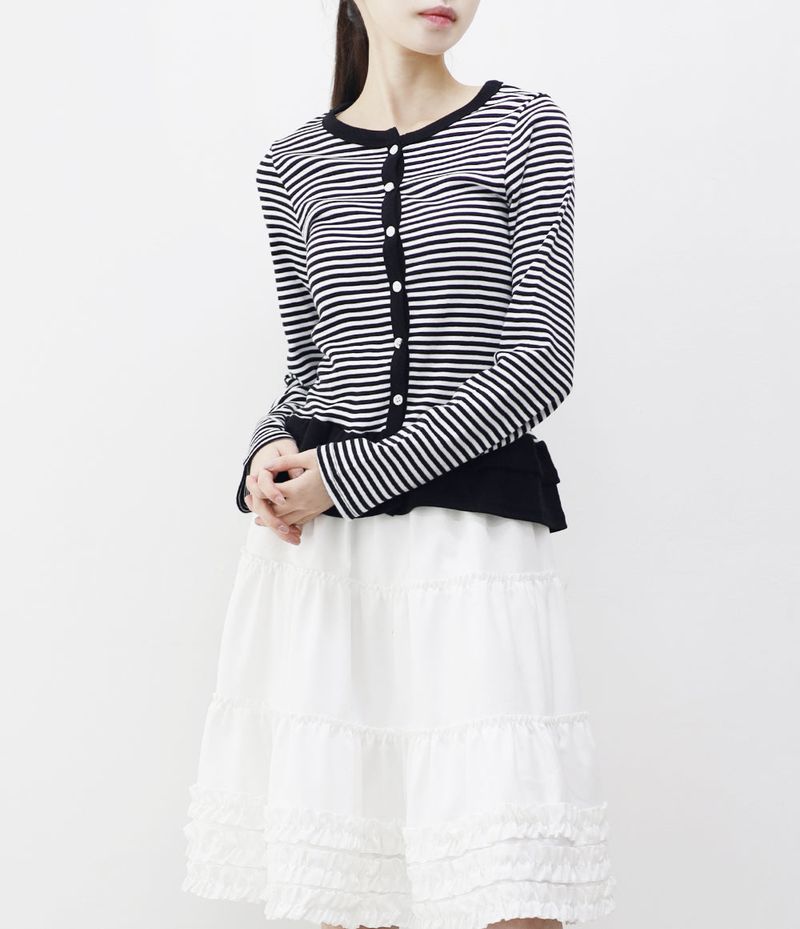NONCODE(ノンコード)の「Springtime Frill Stripe Cardigan(Tops)」